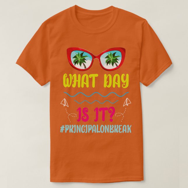 Cool Glasses Summer What Day Is It Principal On Br T-Shirt (Design Front)