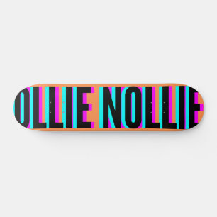 Cool Glitch Orange Ollie Nollie Skateboard Deck
