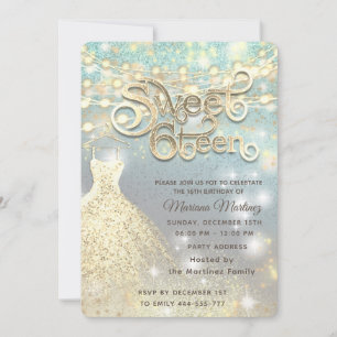 Cool glitter elegant String lights gold sparkle  Invitation