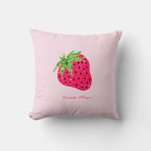 Cool Glitter Strawberry  Pink Bottle Opener Cushion (Front)