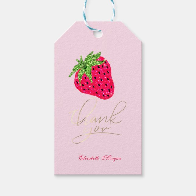 Cool Glitter Strawberry  Pink Gift Tags (Front)
