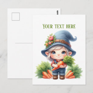Cool gnome carrot farmer customisable postcard