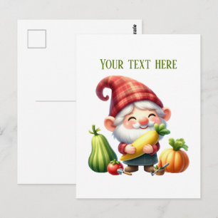 Cool gnome mixed vegetables  farmer customizable postcard
