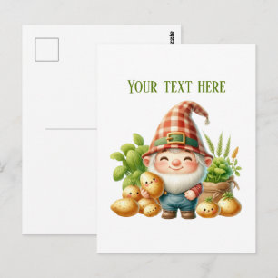 Cool gnome potato farmer customisable postcard