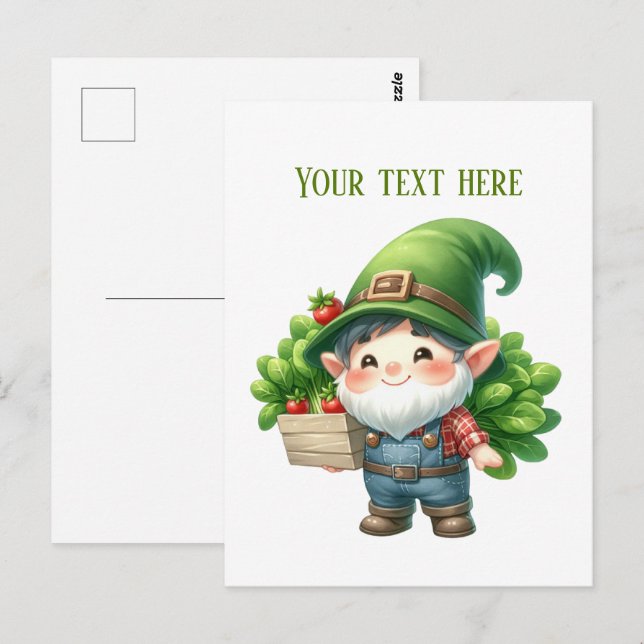Cool gnome tomato farmer customisable  postcard (Front/Back)