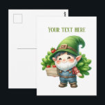 Cool gnome tomato farmer customizable  postcard<br><div class="desc">Cool gnome tomato farmer customizable postcard</div>