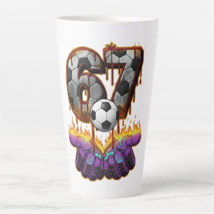 Cool Goalkeeper Soccer Ball Jersey Number 67 Art Latte Mug