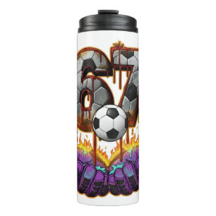 Cool Goalkeeper Soccer Ball Jersey Number 67 Art Thermal Tumbler