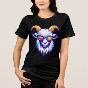 Cool Goat with Sunglasses T-Shirt – Funny Chill An Tri-Blend Shirt