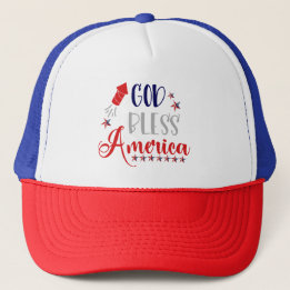Cool God Bless America Red White Blue USA Patriot Trucker Hat