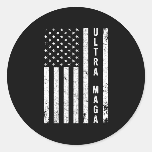 Cool Going Out Made In USA Black American Flag Ult Classic Round Sticker (Front)