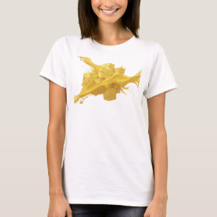 Cool Gold Abstract Cubes Fashion Art T-Shirt