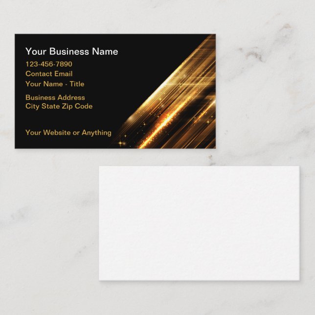 Cool Gold Abstract Graphic Business Cards  (Front/Back)