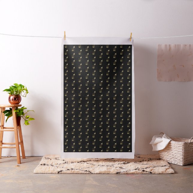 Cool Gold Cello Music Musician Fan Pattern Fabric (In Situ)