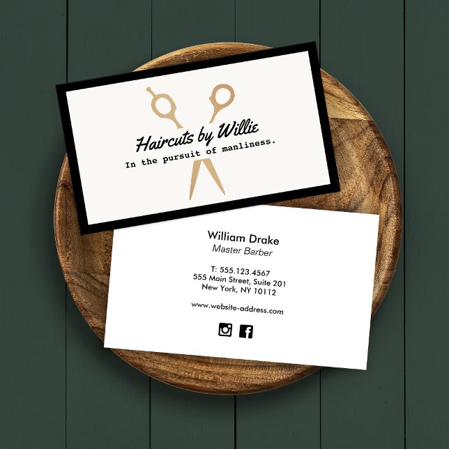Cool Gold Clipping Shears Barbershop Business Card (Creator Uploaded)
