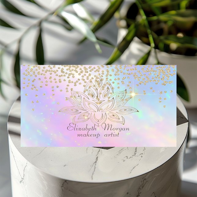 Cool Gold Diamonds Lotus Colourful Holographic Business Card (Creator Uploaded)