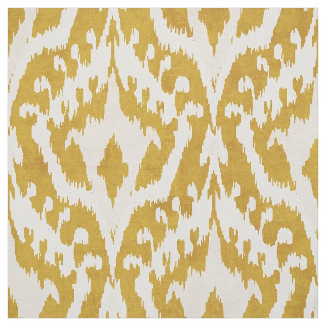 Cool gold ikat tribal pattern fabric (Swatch)