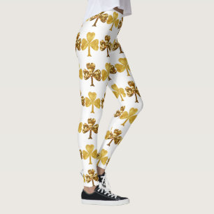 Cool Gold Irish Shamrock Clover Patricks Day Leggings