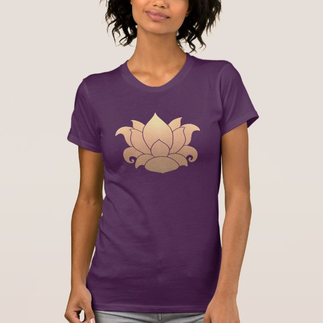 Cool Gold Lotus Yoga Meditation Teacher Purple T-Shirt (Front)