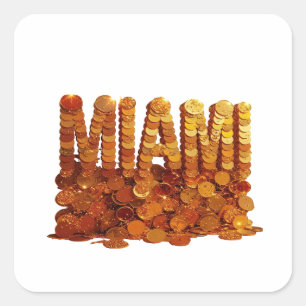 Cool Gold MIAMI Vinyl Style Square Sticker