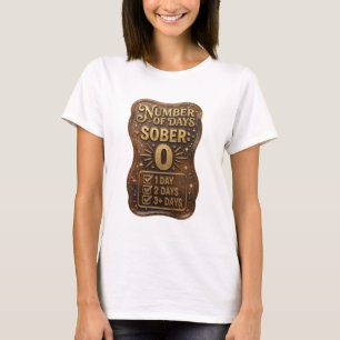 Cool Gold NUMBER OF DAYS SOBER 0 Wearable Art T-Shirt
