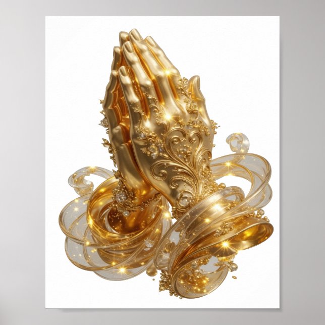 Cool Gold PRAYING HANDS Poster (Front)