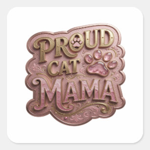 Cool Gold PROUD CAT MAMA Sticker Print