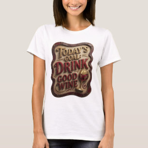 Cool Gold TODAY'S GOAL DRINK GOOD WINE Graphic Tee