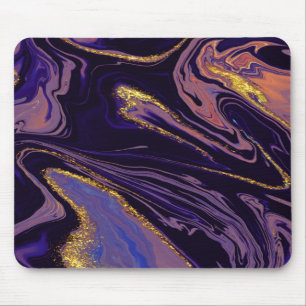 Cool Gold Violet Marble Texture Mouse Pad