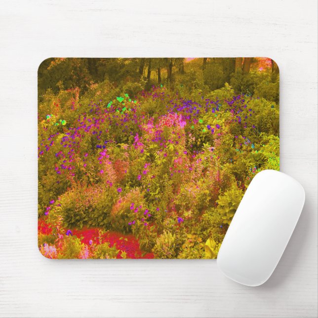 Cool Golden Panoramic Garden Flowers View Mouse Pad (With Mouse)