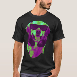 Cool Golden Retriever DJ with Headphones & Sunglas T-Shirt