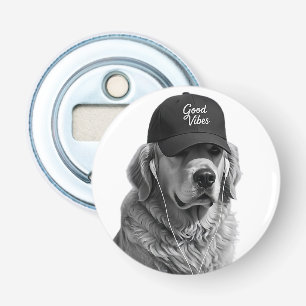 Cool Golden Retriever Good Vibes Bottle Opener