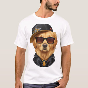 cool golden retriever hip hop  urban streetwear  T-Shirt