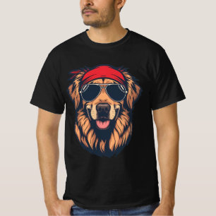 Cool Golden Retriever with Sunglasses & Bandanna T T-Shirt