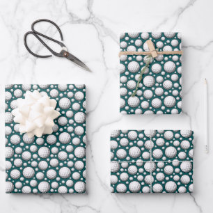 cool golf ball sports pattern tiled  wrapping paper sheet