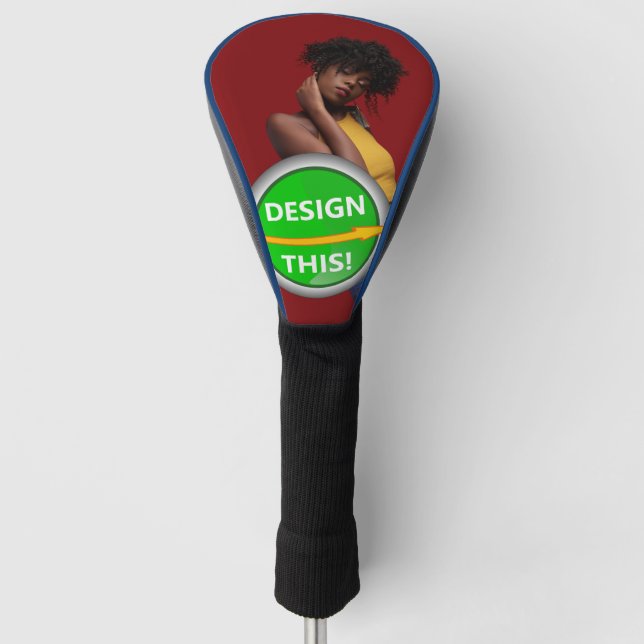 COOL! Golf Driver Head Cover - Blue trim - Custom (Front)