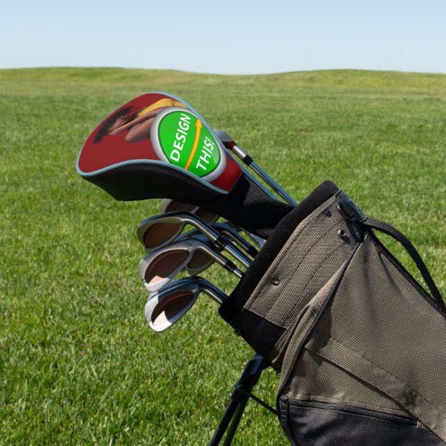 COOL! Golf Driver Head Cover - Light Blue trim  (In Situ)