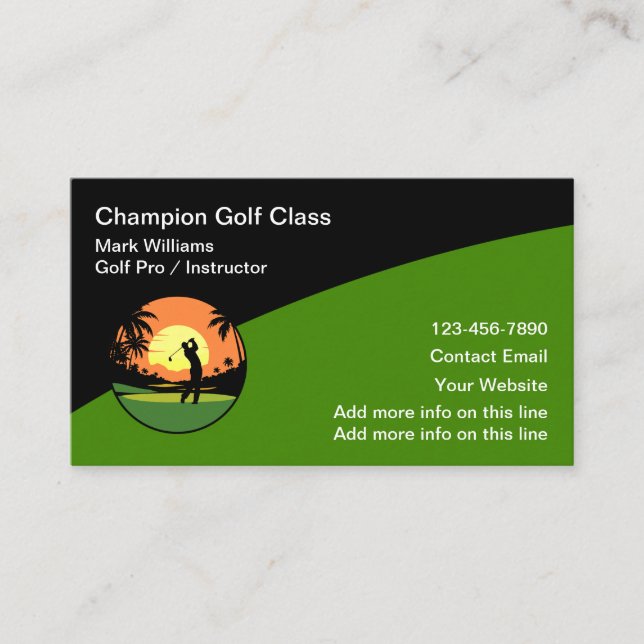 Cool Golf Instructor Class Business Cards (Front)