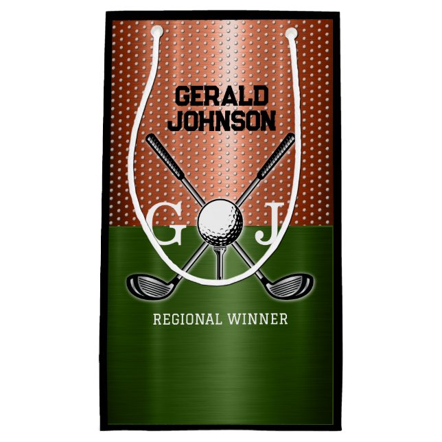 Cool Golf Monogram Design Small Gift Bag (Front)