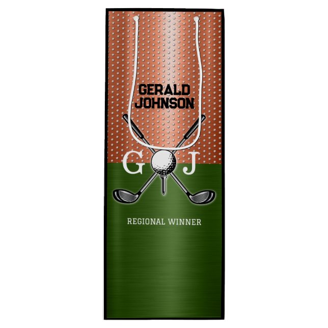Cool Golf Monogram Design Wine Gift Bag (Front)