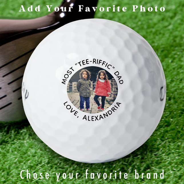 Cool Golfer Dad Personalised Cute Kids Photo  Golf Balls (Creator Uploaded)