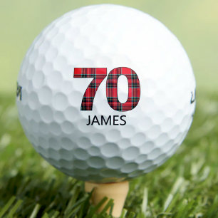 Cool Golfer Gift 70th Birthday red plaid design 70 Golf Balls