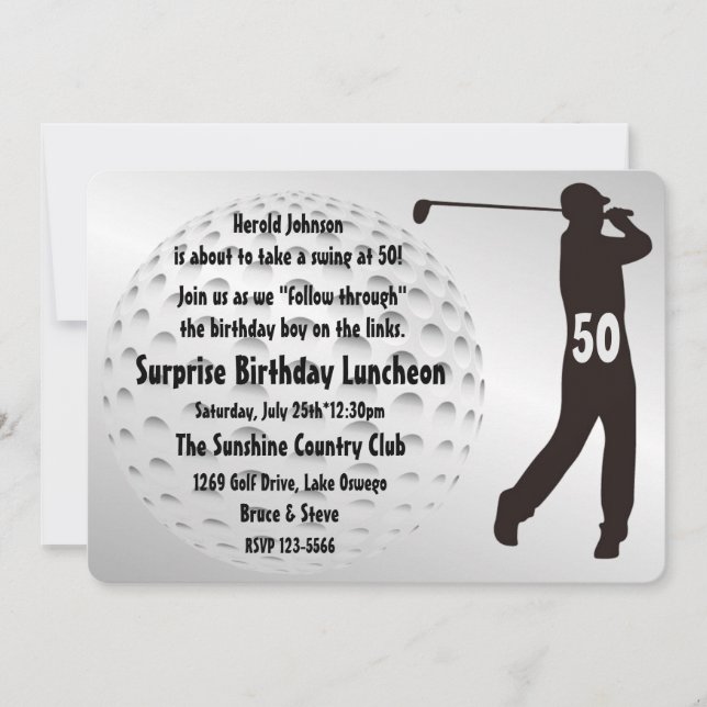 Cool Golfer's Birthday Party Invitation (Front)