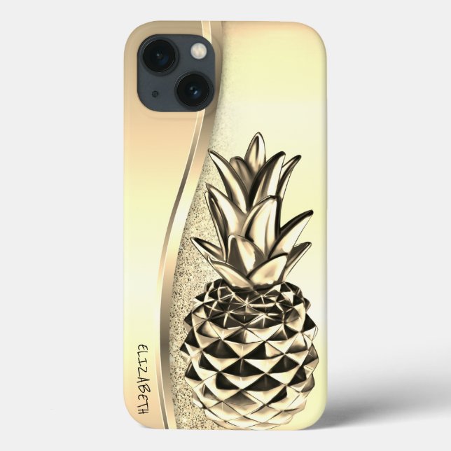 Cool Goold Glitter Metallic Pineapple Tropical   Case-Mate iPhone Case (Back)