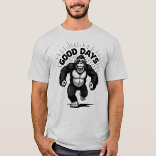 Cool Gorilla Good Days Retro Cartoon Art T-Shirt