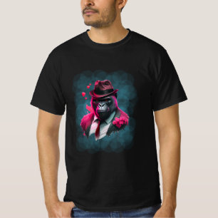 Cool gorilla with hat and hearts  T-Shirt