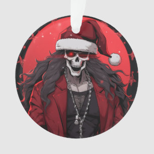 Cool Goth Punk Skull Anime Santa Demon Ornament