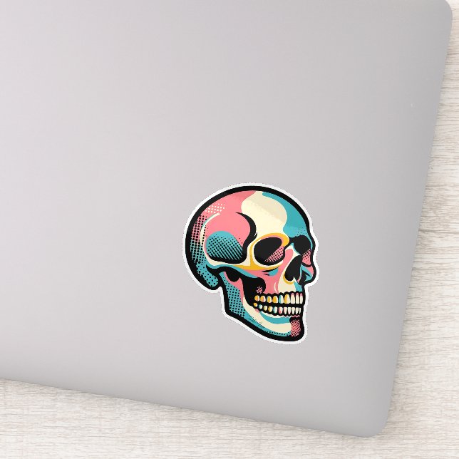 Cool Goth Vibrant Colourful Pop Art Skull Face (Detail)