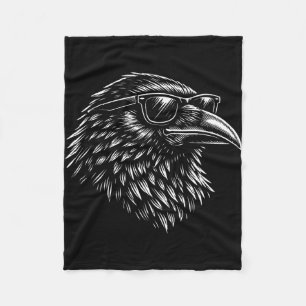Cool gothic raven sunglasses vintage ink retro fleece blanket