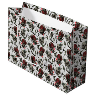 cool gothic tiled pattern skulls flowers large gift bag